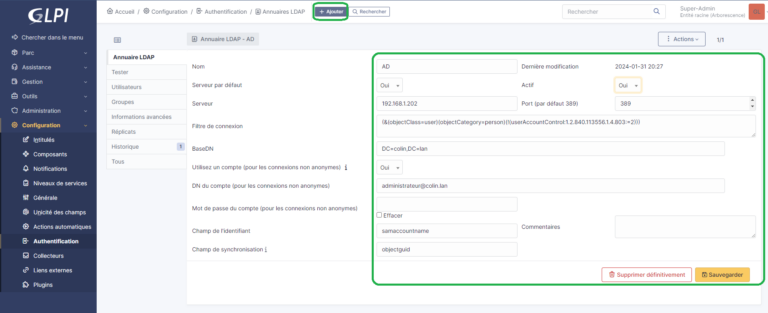 Importation des utilisateurs Active Directory dans GLPI - Colinfo.fr