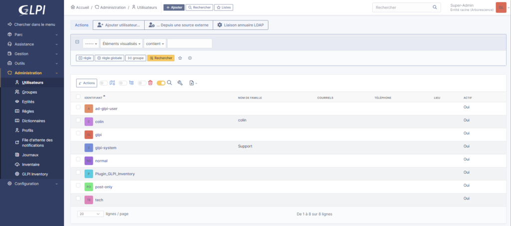 Importation des utilisateurs Active Directory dans GLPI - Colinfo.fr