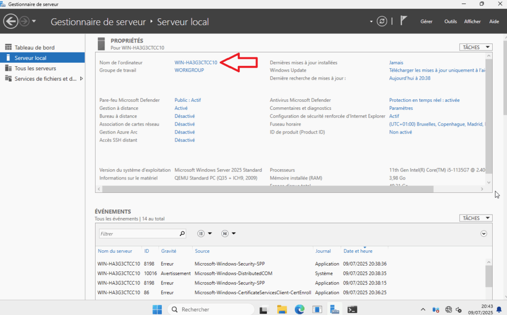 Installation du rôle Active Directory sur Windows Server 2025
