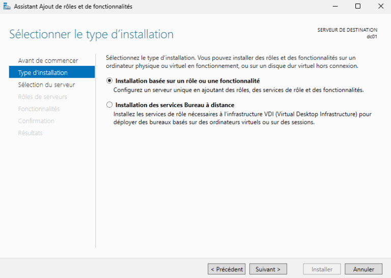 Installation du rôle Active Directory sur Windows Server 2025